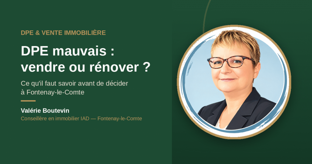 DPE mauvais : faut-il vendre maintenant ou rénover avant de vendre à Fontenay-le-Comte ?